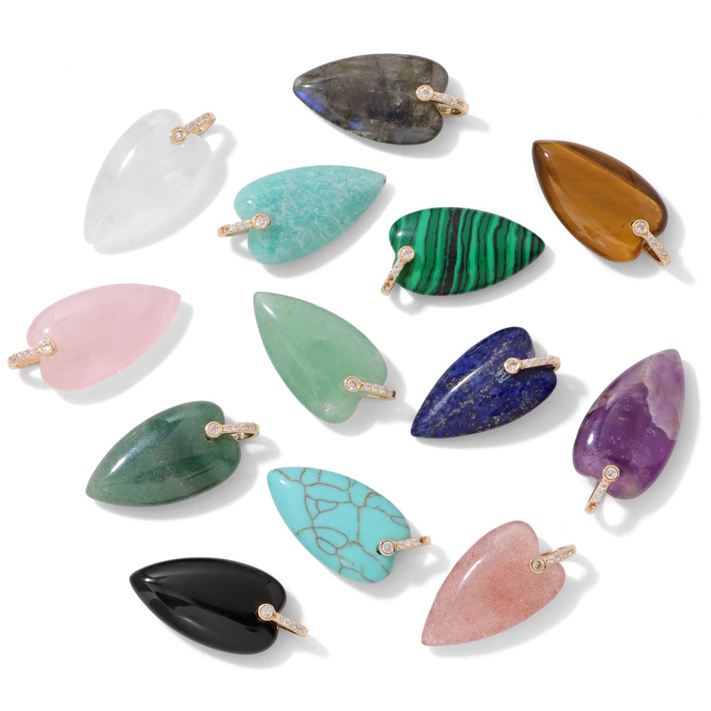 2 Stück Naturstein-Herzanhänge – Crystal Pendant Necklace Natural Stone Bewertung und Preis