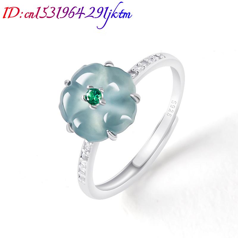 Blaue Burmesische Jadeit-Blume – Rings Bewertung und Preis
