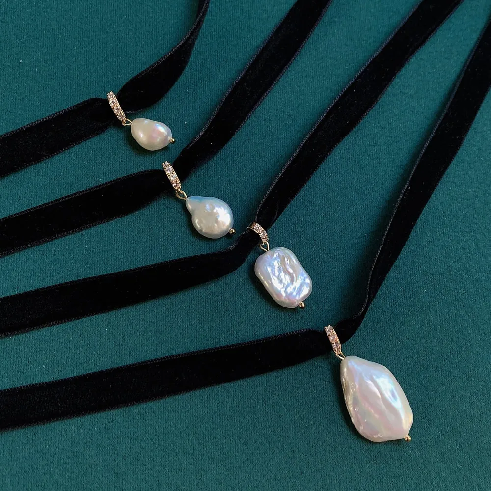 Schwarzer Samtband Halsreif un – Pearl Choker Necklace Vintage Bewertung und Preis