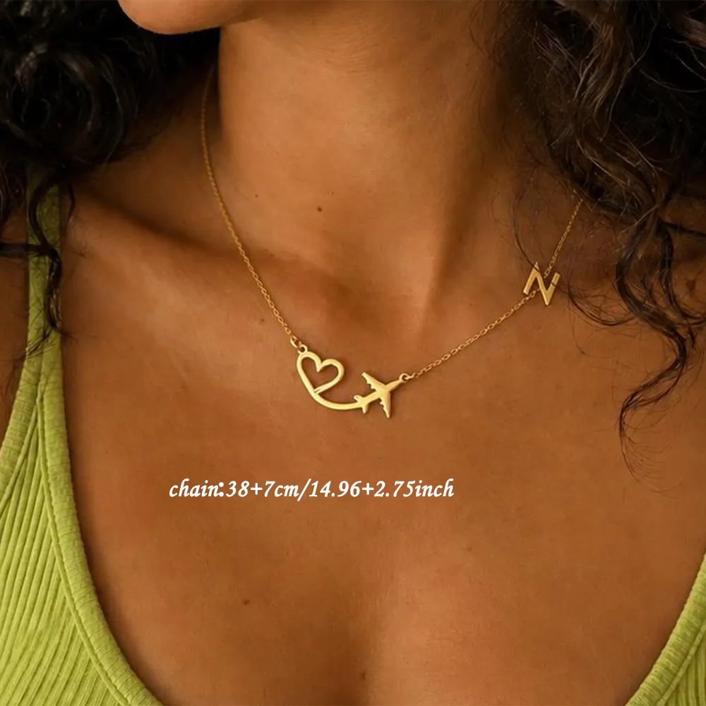 Personalisierte Herz-Flugzeug- – Custom Name Necklace Stainless Steel Bewertung und Preis