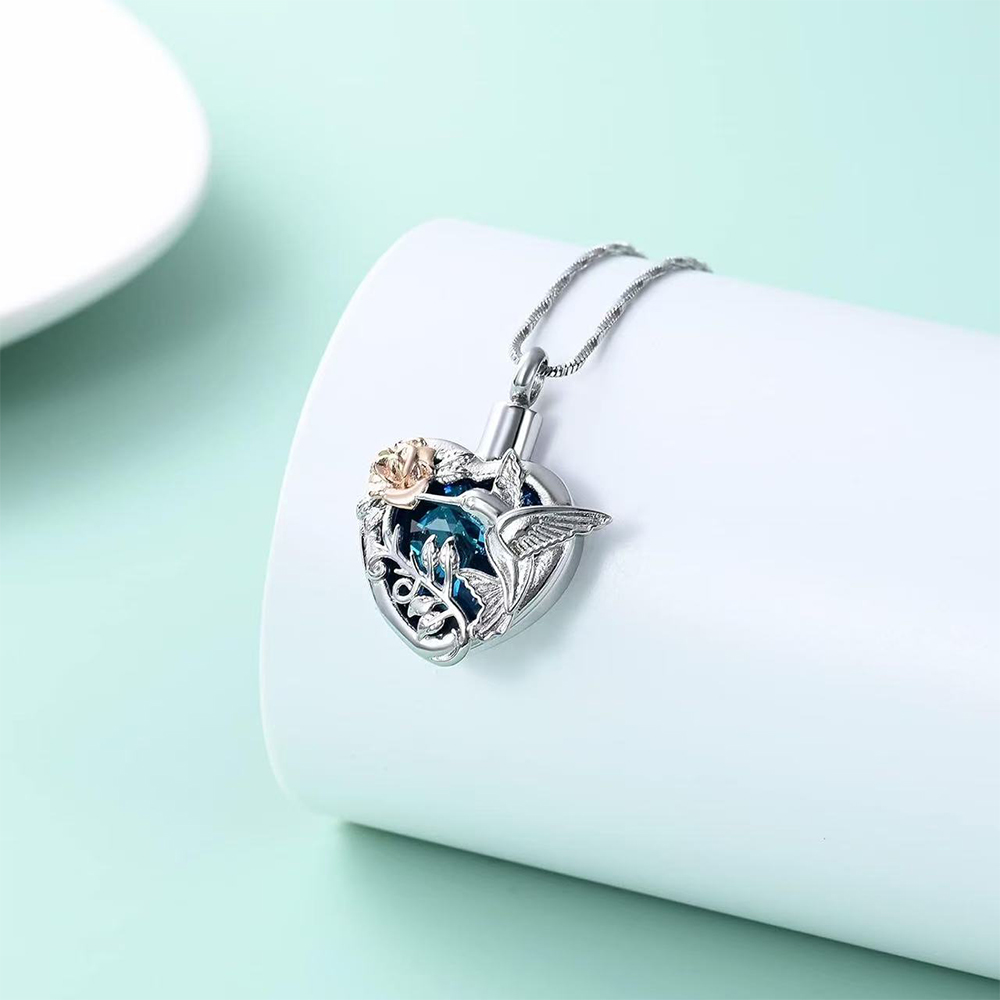 Kolibri Herz Urne Medaillon Ha – Heart Locket Necklace Photo Bewertung und Preis