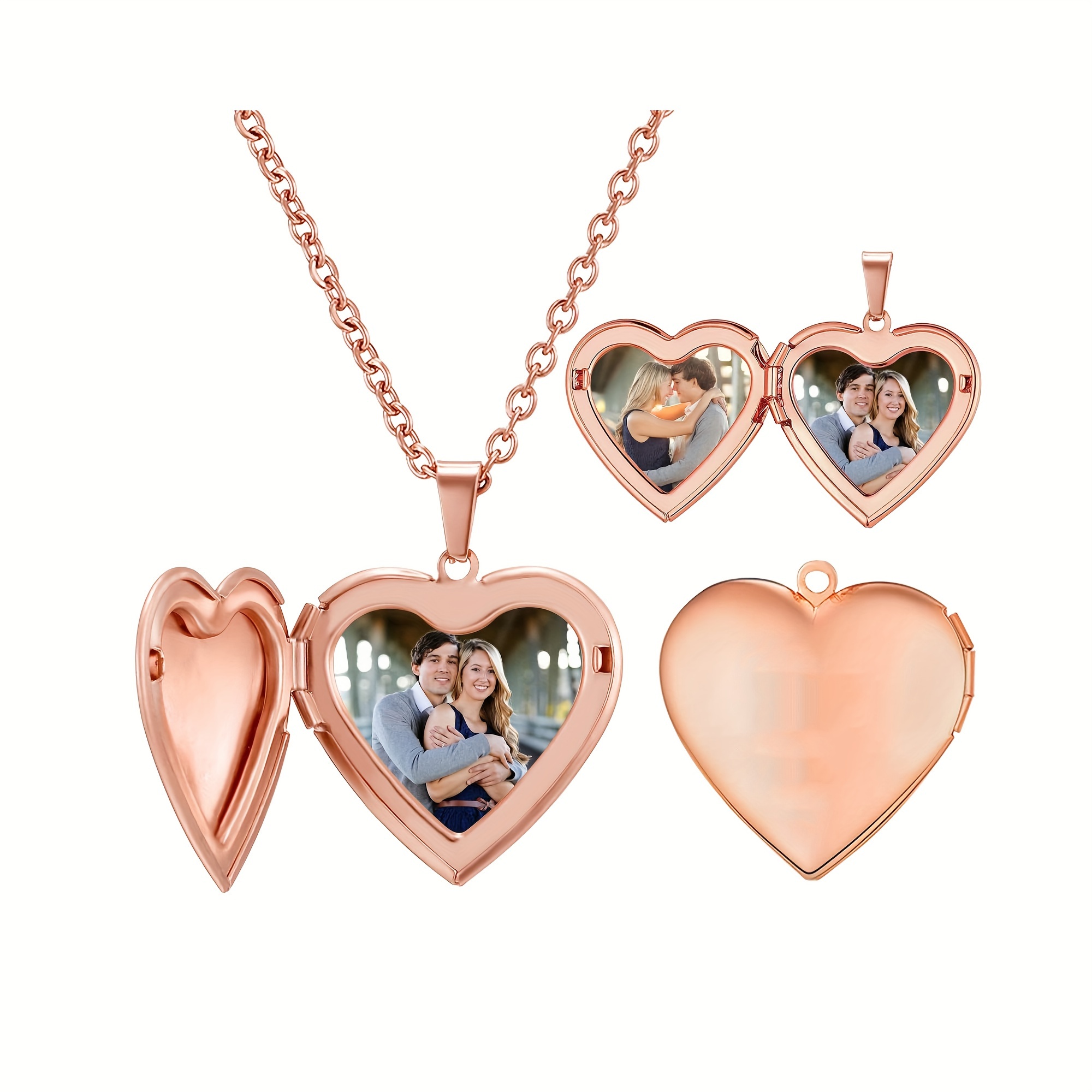 Personalisierte 1/2 Bild Herz  – Heart Locket Necklace Photo Bewertung und Preis