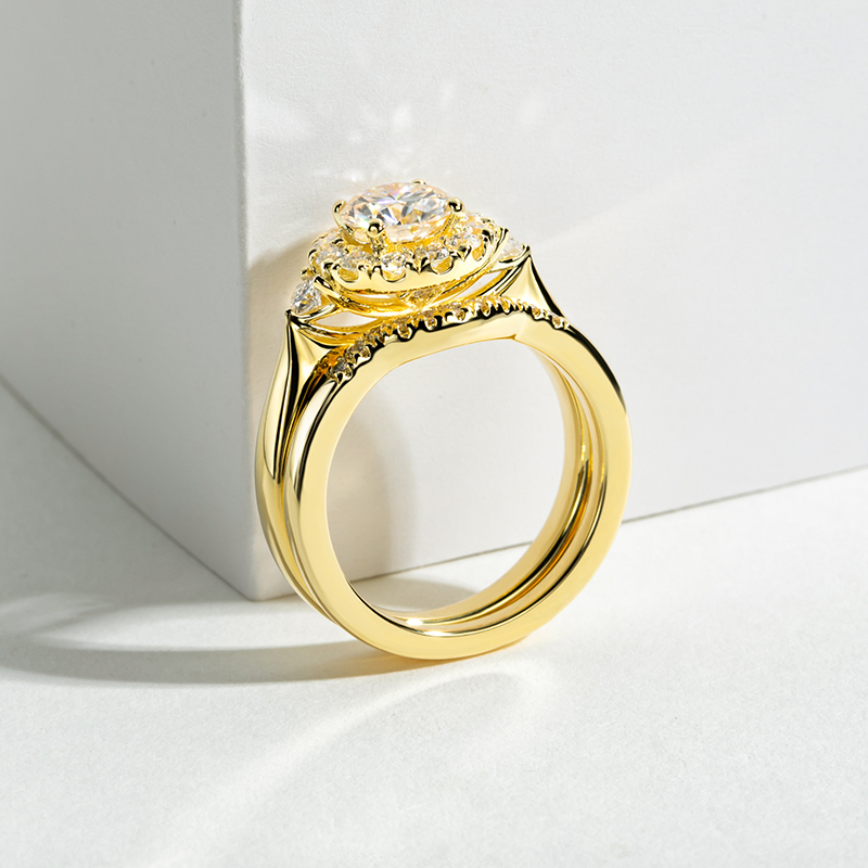 Goldfarbenes Verlobungsring-Se – Moissanite Engagement Ring 1 Carat Bewertung und Preis