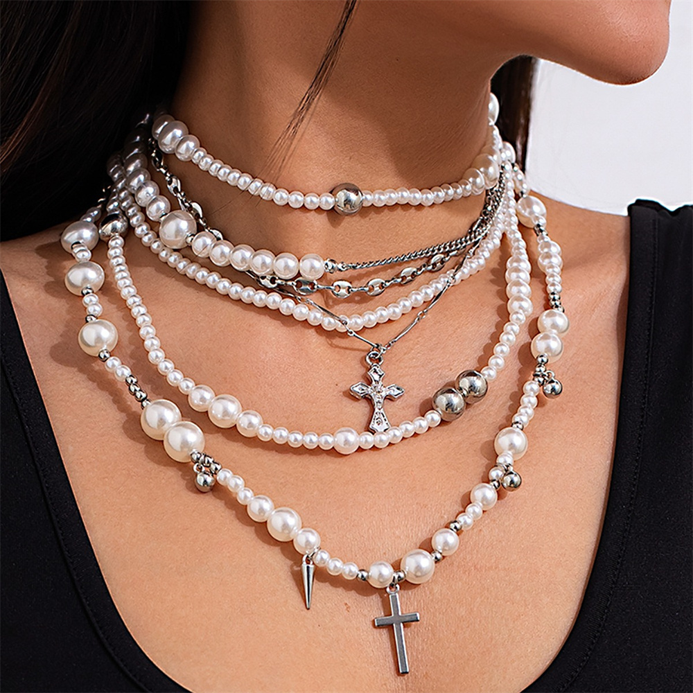 Mehr schicht ige Imitation Per – Layered Pendant Necklace Aesthetic Bewertung und Preis