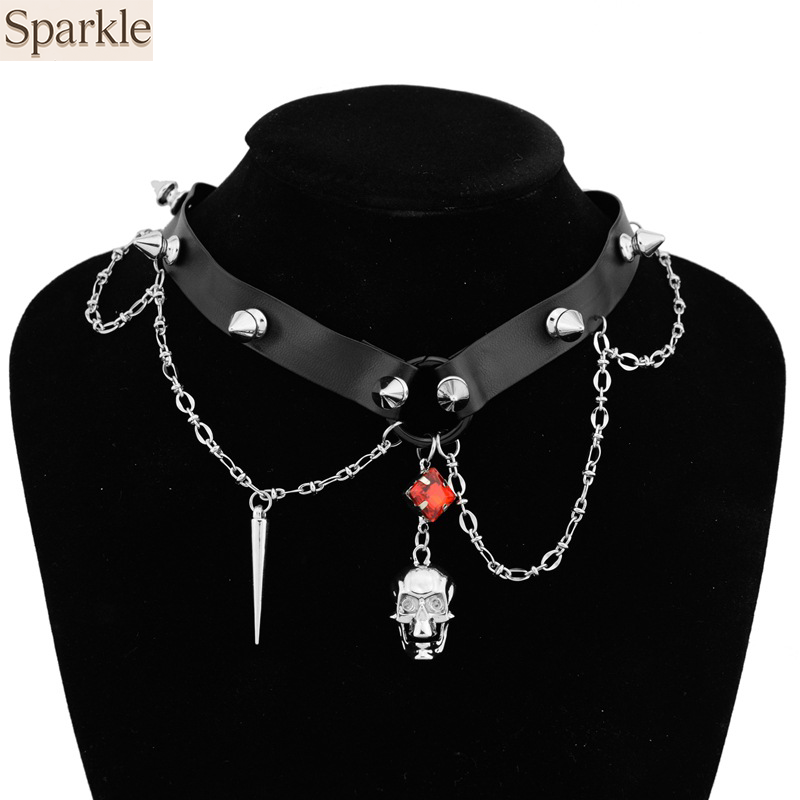 Halsband aus dunklem Totenkopf – Goth Punk Spike Choker Bewertung und Preis