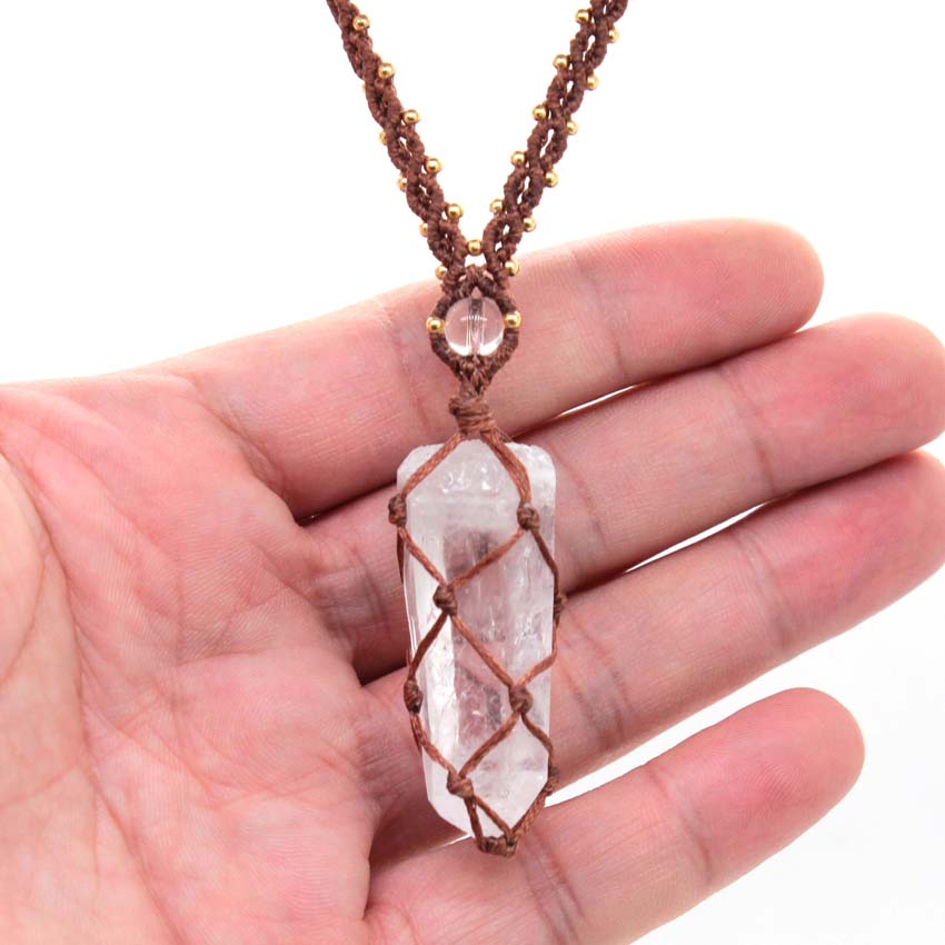 Kristall Quarz Makramee Gefloc – Crystal Pendant Necklace Natural Stone Bewertung und Preis