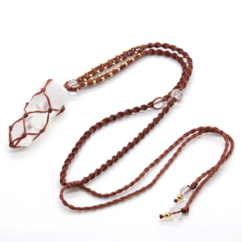 Kristall Quarz Makramee Gefloc – Crystal Pendant Necklace Natural Stone Bewertung und Preis