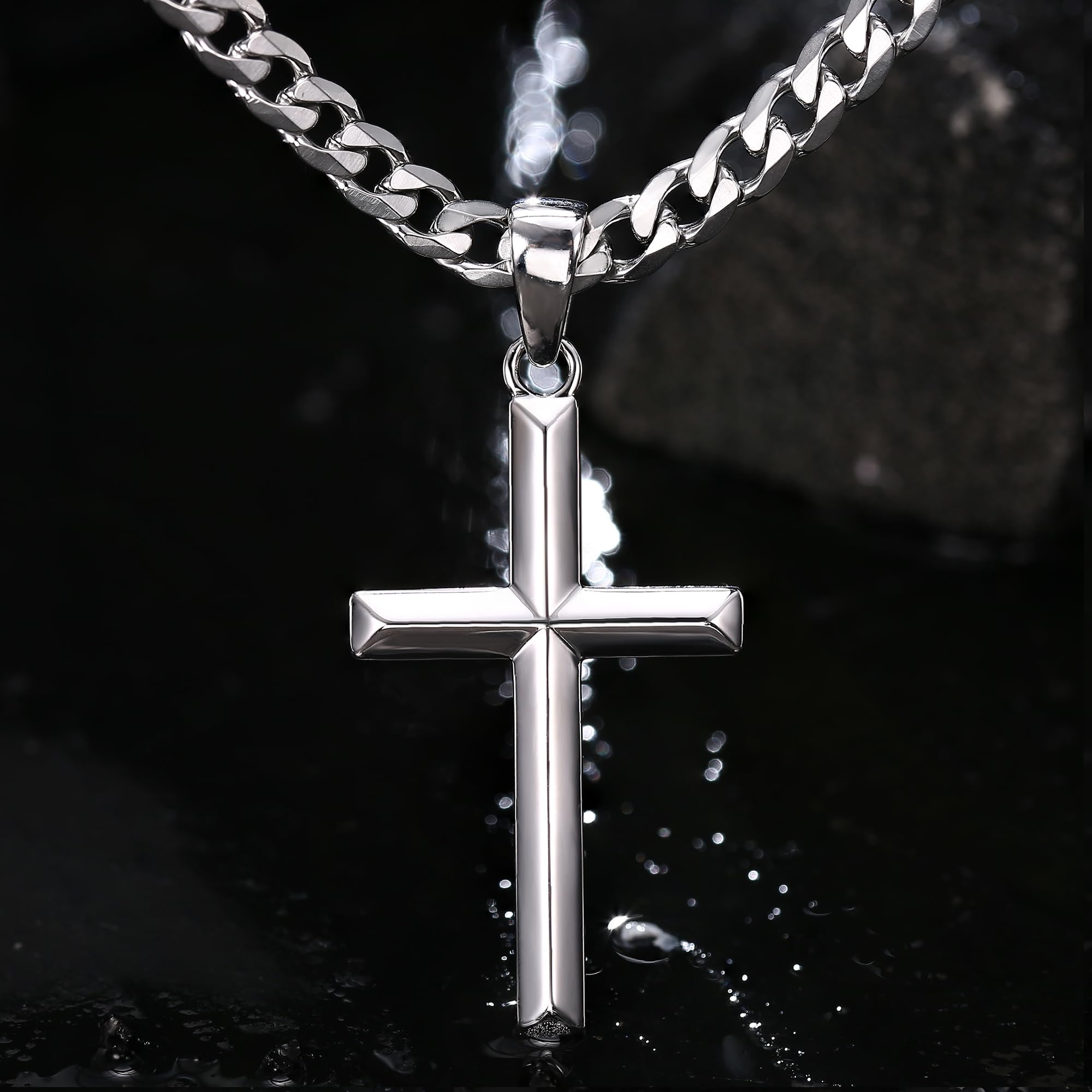 Fansilver Kreuz-Halskette aus  – 925 Sterling Silver Chain Necklace Men Bewertung und Preis
