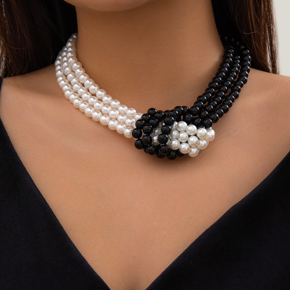 Modische Retro Schwarz-Weiß Ge – Pearl Choker Necklace Vintage Bewertung und Preis