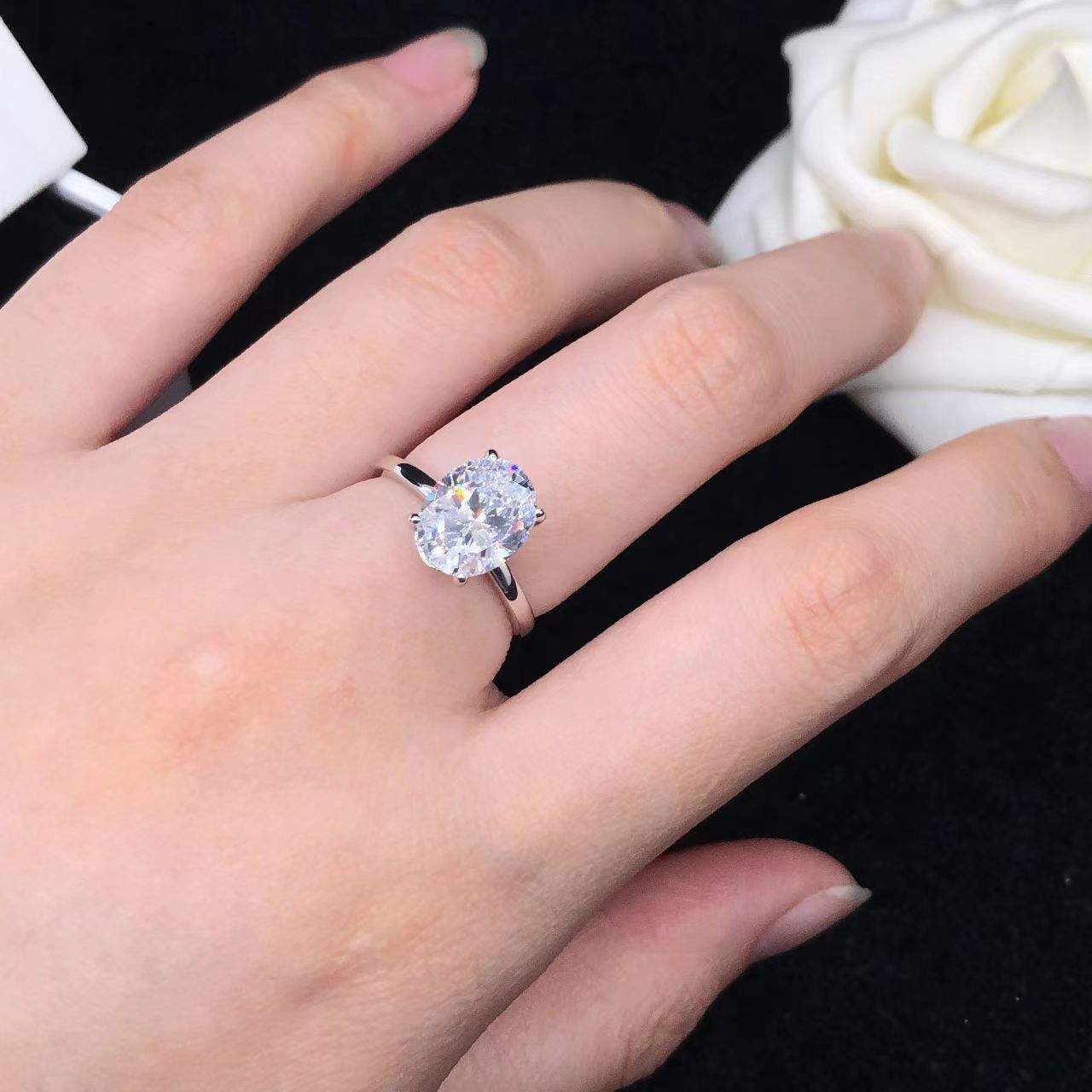 1/2/3 Karat oval geschliffene  – Moissanite Engagement Ring 1 Carat Bewertung und Preis