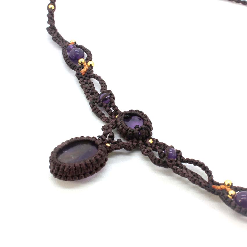 Kristall geflochtene Makramee  – Crystal Pendant Necklace Natural Stone Bewertung und Preis