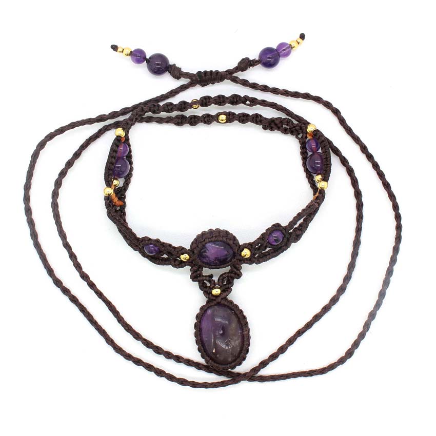 Kristall geflochtene Makramee  – Crystal Pendant Necklace Natural Stone Bewertung und Preis