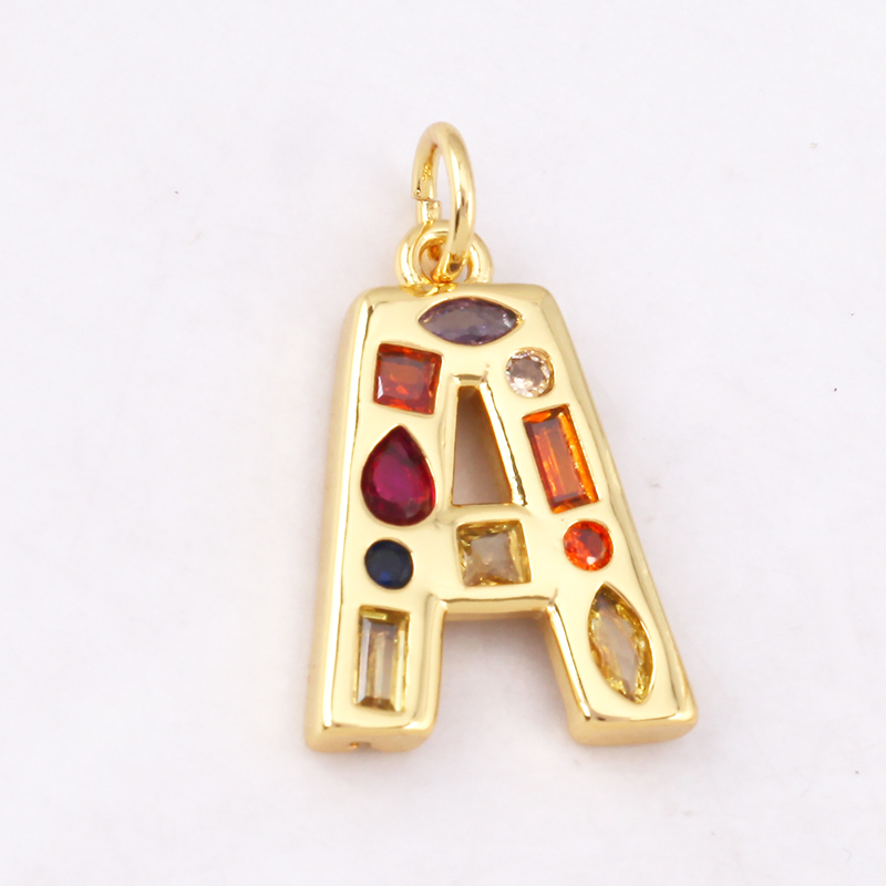 Mode Bunte Zirkon Echt 18K Gol – Initial Letter Necklace 18K Gold Bewertung und Preis