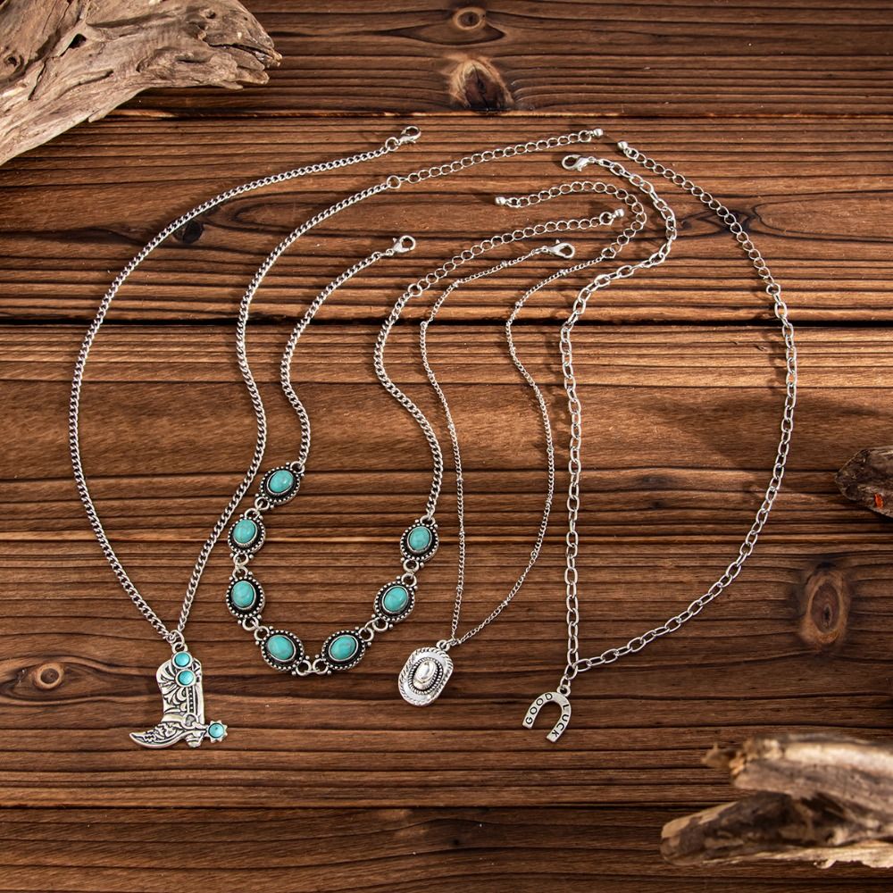 Cowboy-Stiefel-Anhänger Türkis – Layered Pendant Necklace Aesthetic Bewertung und Preis