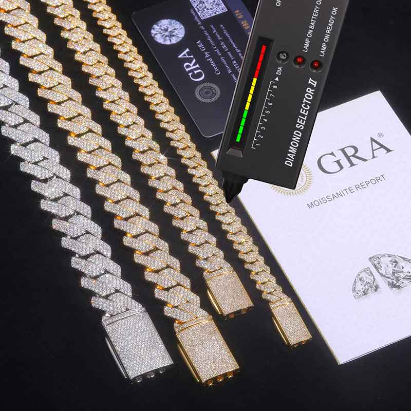 TUHE Unisex D-Farbe Moissanit  – Cuban Link Chain 12Mm Bewertung und Preis