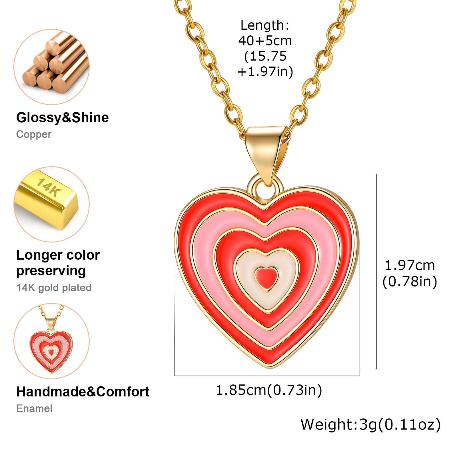 Y2K-Stil Mehrlagige Emaille-He – Layered Pendant Necklace Aesthetic Bewertung und Preis