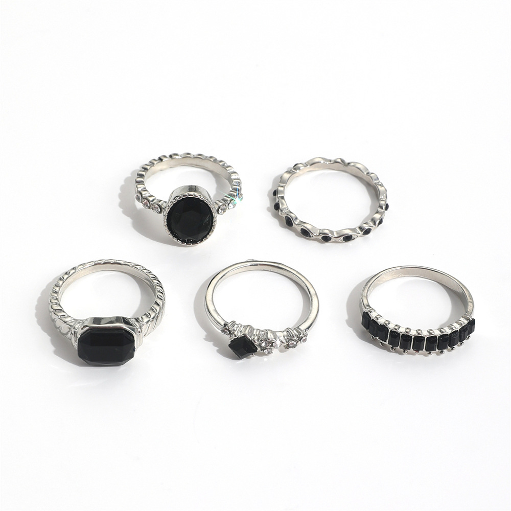 Retro Schwarz Kristall Stein R – Vintage Punk Knuckle Rings Set Bewertung und Preis