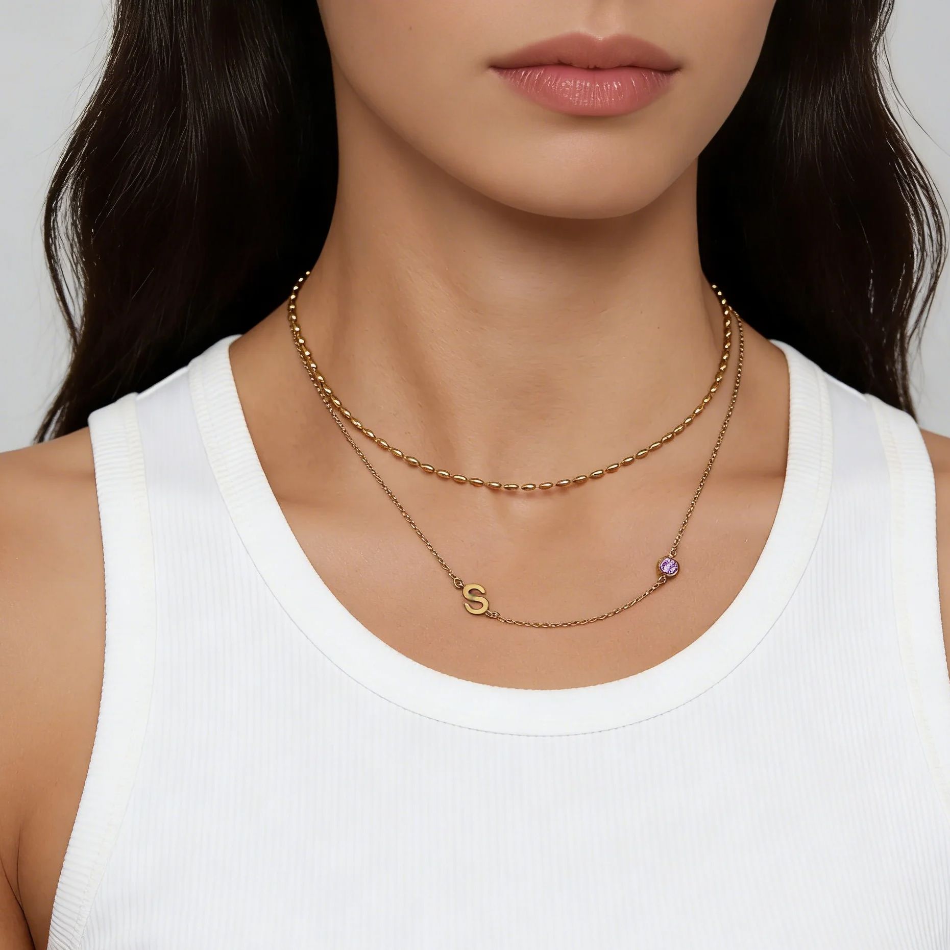 Seitlich angeordnete Halskette – Initial Letter Necklace 18K Gold Bewertung und Preis