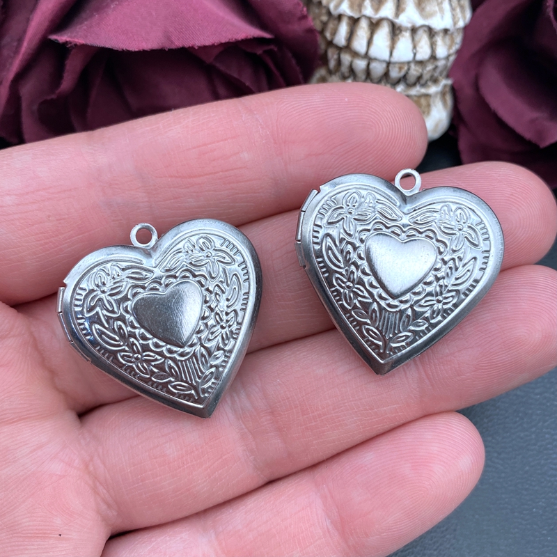 2 Stück Edelstahl Herz Box Vin – Heart Locket Necklace Photo Bewertung und Preis
